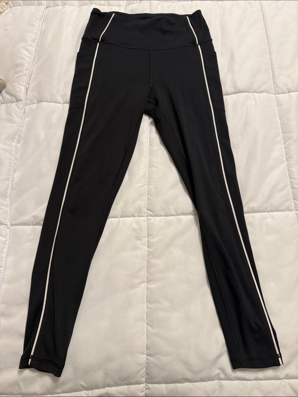 Victoria's Secret Black Leggings with White Side Piping